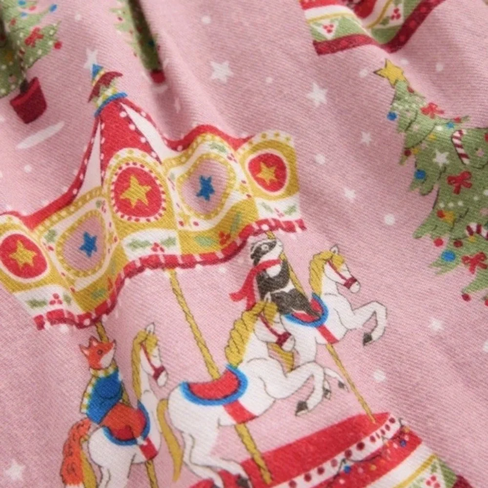 Mini Boden Pink Carousel Print Christmas Tree Skirt Girls Size 9-10🎄NWT